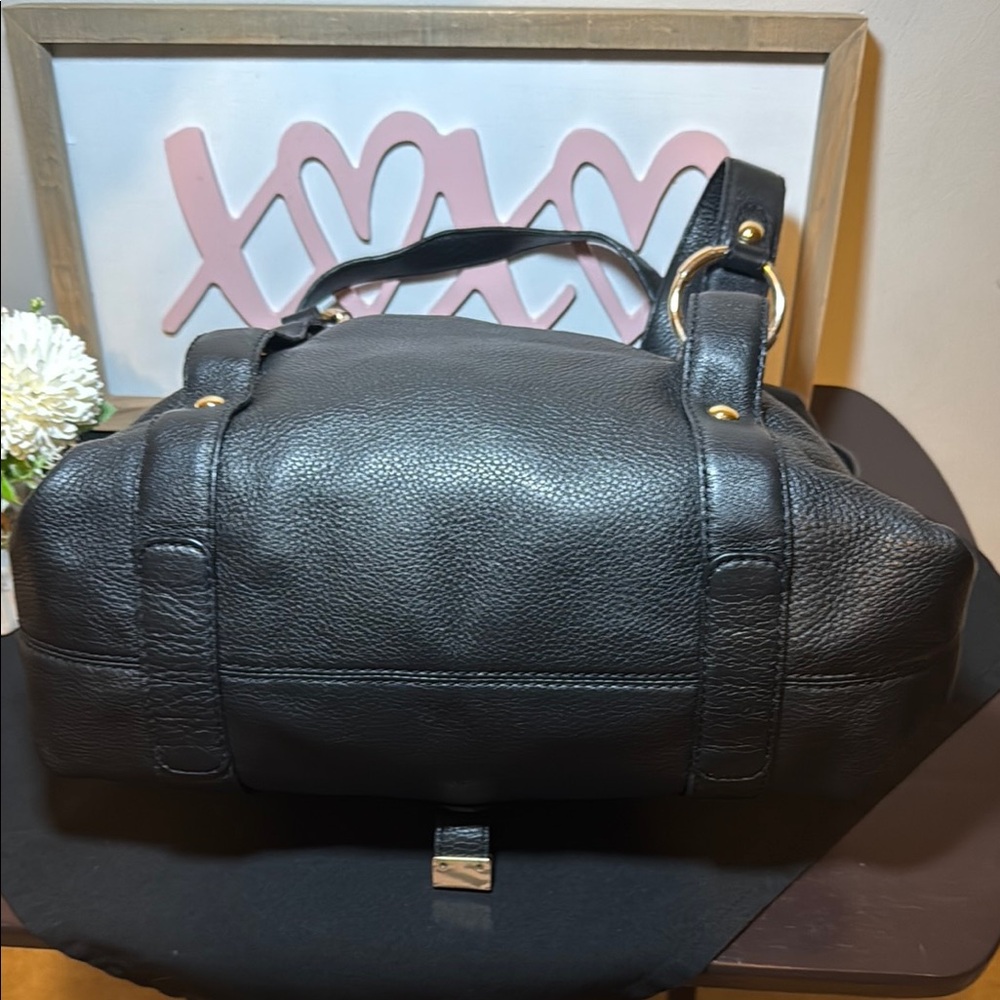 VINTAGE Y2K Michael Kors Black Fulton Pebbled Leather Satchel with Gold Hardware - Picture 16 of 16